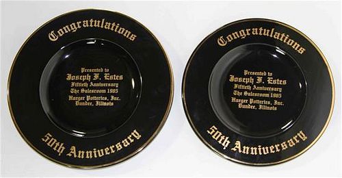 Two Commemorative Haeger Pottery Chargers Diameter of largest 13 inches.