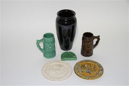 A Group of Six Haeger Pottery Articles Height of first 11 1/8 inches.