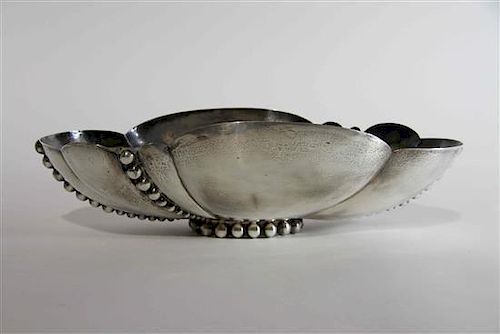 A Mexican Silver Centerpiece Bowl, Royal Haeger by Royal Hickman for Los Castillo, Taxco, First Half 20th Century, of lobed o