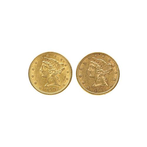 U.S. $5.00 LIBERTY HEAD GOLD COINS