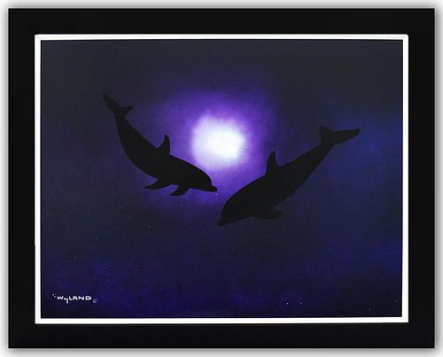 Wyland- Original Painting on Canvas "Dolphin World"