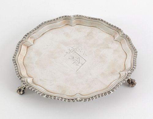 English silver waiter, 1769-1770, bearing the touc