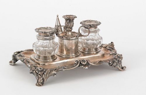 English silver standish, 1832-1833, bearing the to
