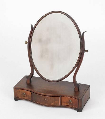 English Hepplewhite mahogany shaving mirror, ca. 1