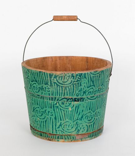 Painted staved bucket, 19th c., inscribed Knights,