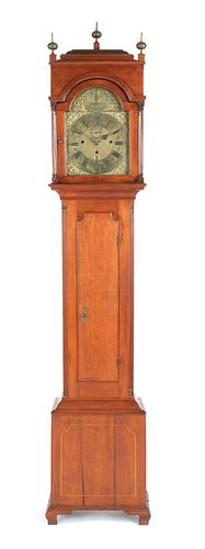 Pennsylvania Queen Anne cherry tall case clock, ca