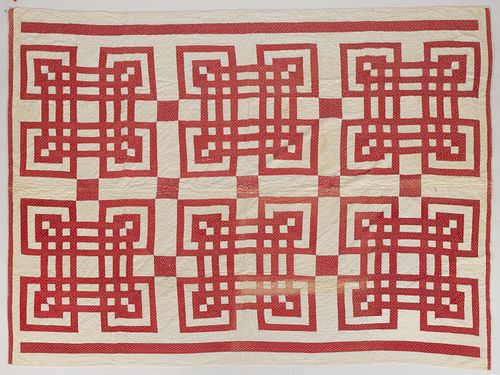 ARMSTRONG / MULLINEX FAMILY, HIGHLAND CO., VIRGINIA "GORDIAN KNOT" VARIATION PIECED QUILT