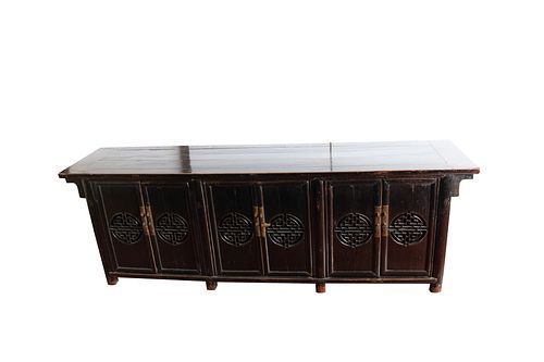 Mid 20th Century Asian Style Black Credenza