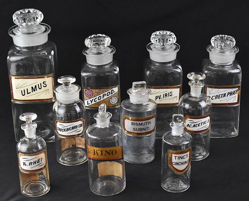 VICTORIAN APOTHECARY GLASS JARS (10)