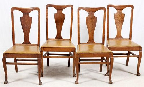 QUEEN ANNE-STYLE SIDE CHAIRS 20TH C. 4 PIECES
