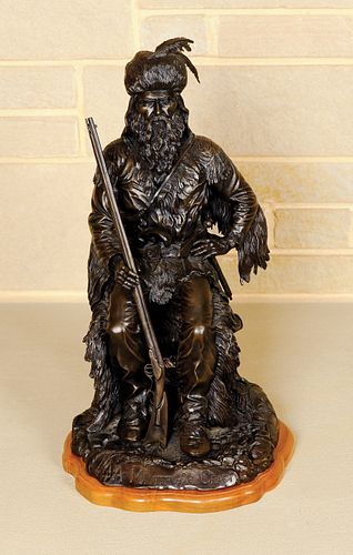 Bronze depicting a mountain man in great detail ti