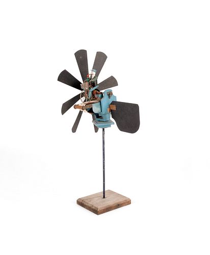 Painted whirligig, mid 20th c., 42" h.