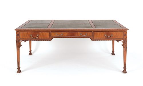 French mahogany bureau platte, 20th c., 30" h., 72