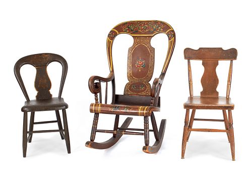 Painted Boston rocker, 19th c., together with twol