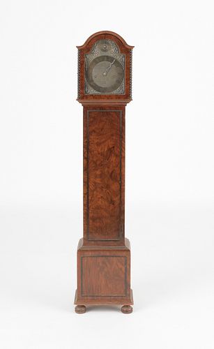 English burl veneer dwarf clock, early 20th c., 54