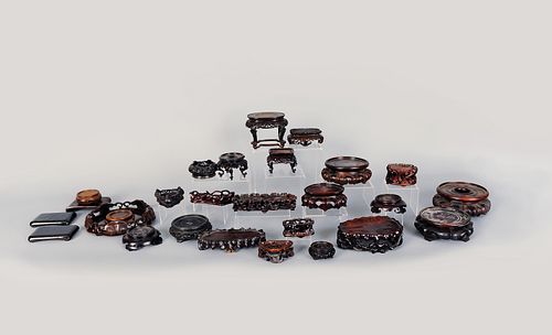 Chinese ebonized stands, 19th/20th c.