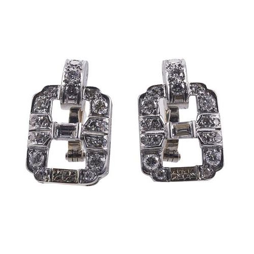 Midcentury Platinum Diamond Earrings