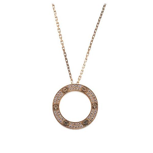 Cartier Love 18k Gold Diamond Pendant Necklace 