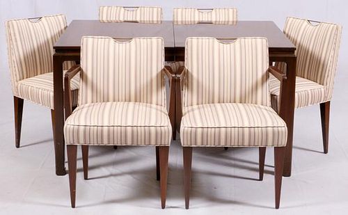 DUNBAR WALNUT DINING TABLE AND 6 CHAIRS C1960