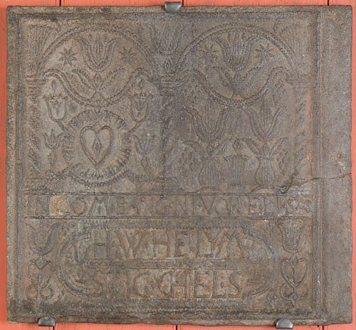 H. Wilhelm Stiegel cast iron stove plate, mid 18th