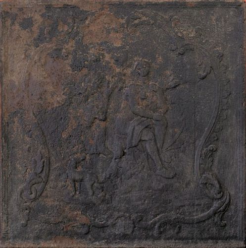 Cast iron stove plate, mid 18th c., depicting a hu