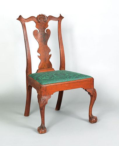 Delaware Valley Chippendale walnut dining chair, c