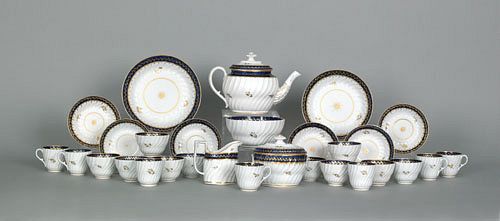 English blue and gold porcelain service, ca. 1860o