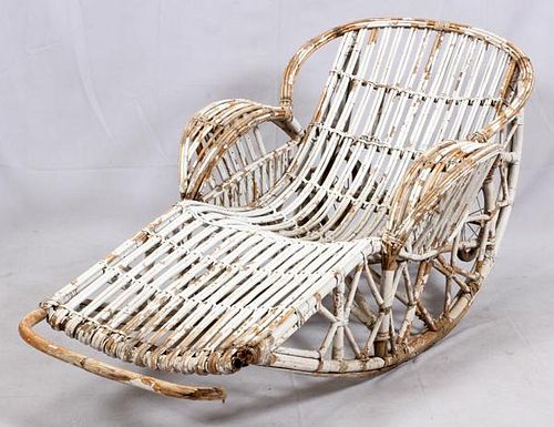 ANTIQUE WICKER CHAISE LOUNGE EARLY 20TH C.