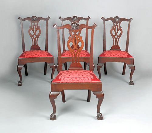 Set of four Delaware Valley Chippendale mahogany d