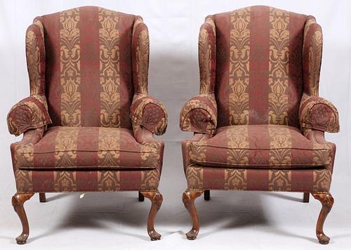 HENREDON CHIPPENDALE STYLE UPHOLSTERED ARMCHAIRS
