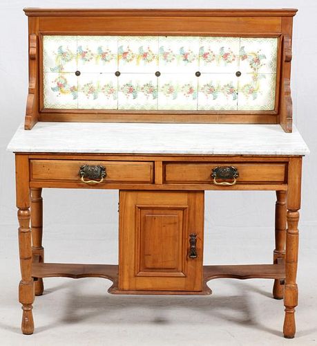 ENGLISH PINE MARBLE TOP WASH STAND