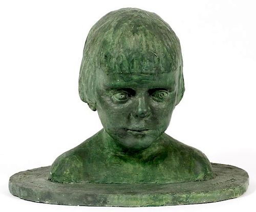 SIGNED M.L PLASTER SCULPTURE OF A YOUNG GIRL 1927