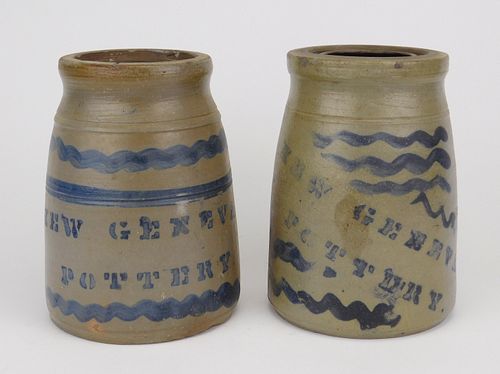 2 Stoneware canning jars- New Geneva