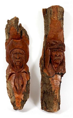WILLARD MORIN HAND CARVED WOOD BUFFALO SOLDIERS TWO