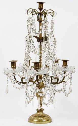 CRYSTAL & BRONZE SIX TIERED ELECTROLIER