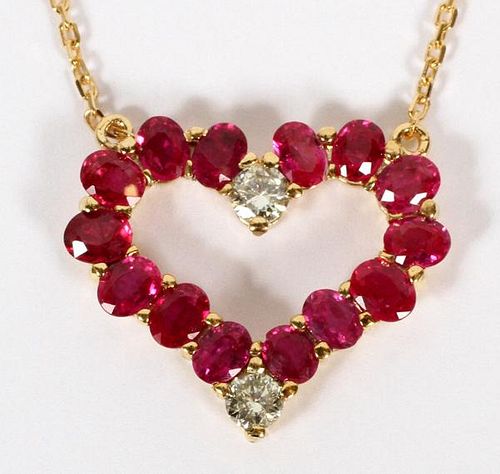 2.3CT RUBY DIAMOND AND 14KT YELLOW GOLD NECKLACE