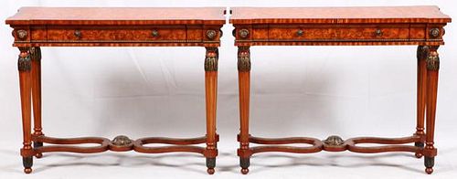 PAINTED WOOD CONSOLES PAIR