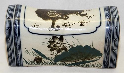 CHINESE PAINTED PORCELAIN PILLOW