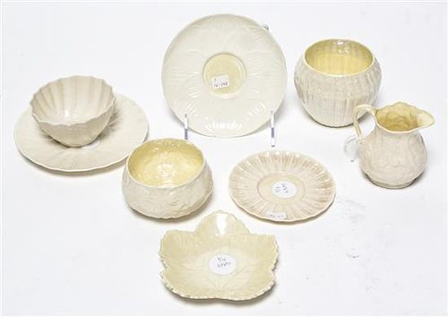 Eight Belleek Porcelain Articles, Diameter of tea bowl 3 1/2 inches.