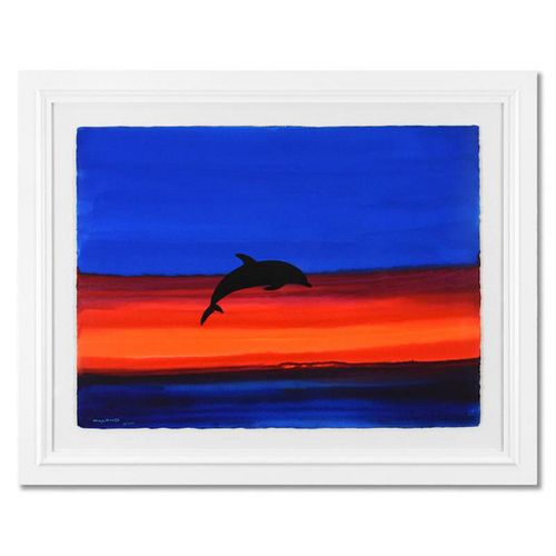 Wyland, "Dolphin Future" Framed Original Watercolor Painting Hand Signed, with Letter of Authenticity.