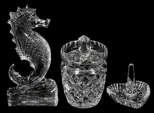 CUT CRYSTAL POT WATERFORD SEAHORSE & RING HOLDER