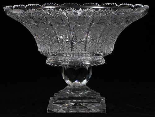 QUEENS LACE HAND CUT CRYSTAL COMPOTE