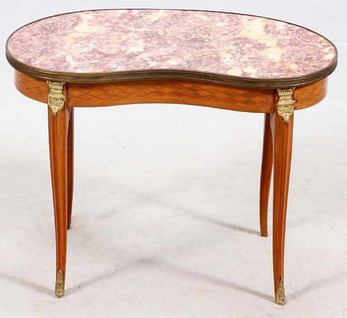 FRENCH LOUIS XV MARBLE TOP END TABLE 19TH C.
