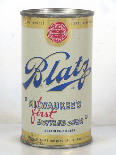 1950 Blatz Beer 12oz 39-10v1 Flat Top Can Milwaukee Wisconsin