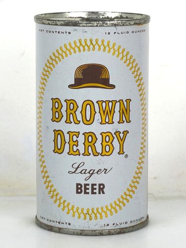 1959 Brown Derby Lager Beer 12oz 42-26.2 Flat Top Can Chicago Illinois