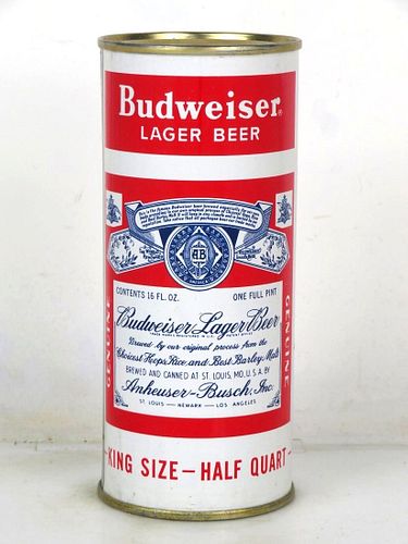 1956 Budweiser Lager Beer 16oz One Pint 226-24 Flat Top Can Saint Louis Missouri