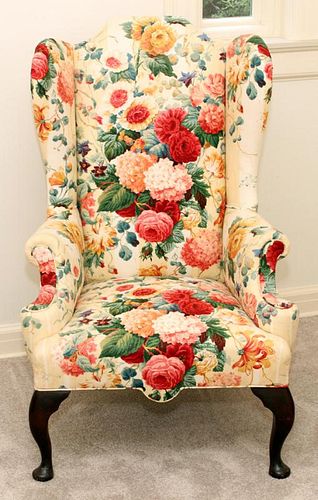 WING BACK QUEEN ANNE STYLE CHAIR