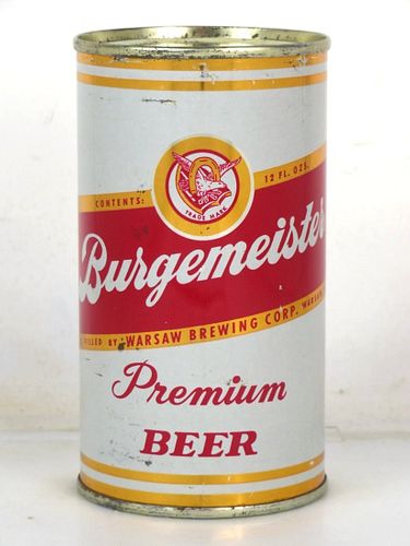1958 Burgemeister Premium Beer 12oz 46-08 Flat Top Can Warsaw Illinois
