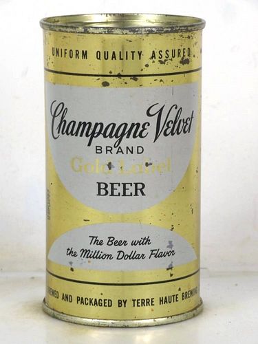 1953 Champagne Velvet Beer 12oz 48-38 Flat Top Can Terre Haute Indiana