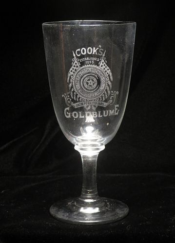 1908 Cook's Goldblume Beer 6½ Inch Tall Goblet Evansville Indiana